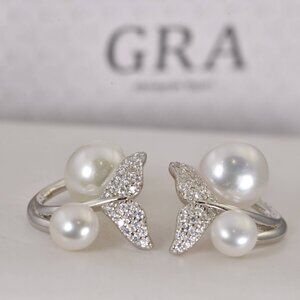 Certified all Moissanite Earrings 2 in 1 Fresh Water Pearl